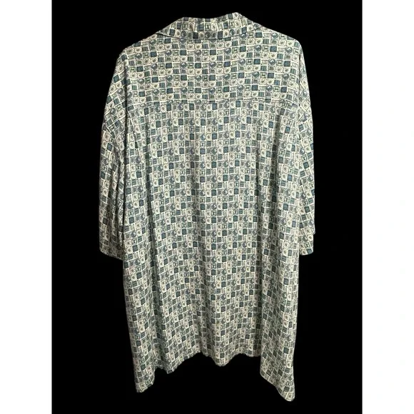 Island Blue Green Hawaiian Shirt 100% Rayon Green Pattern Button Down Shirt XXL - Picture 2 of 7